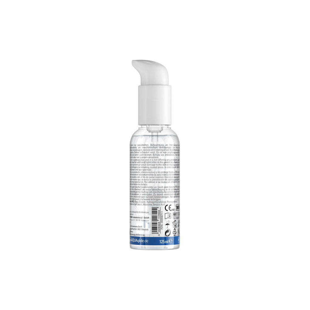 Clear bottle with white cap on a white background