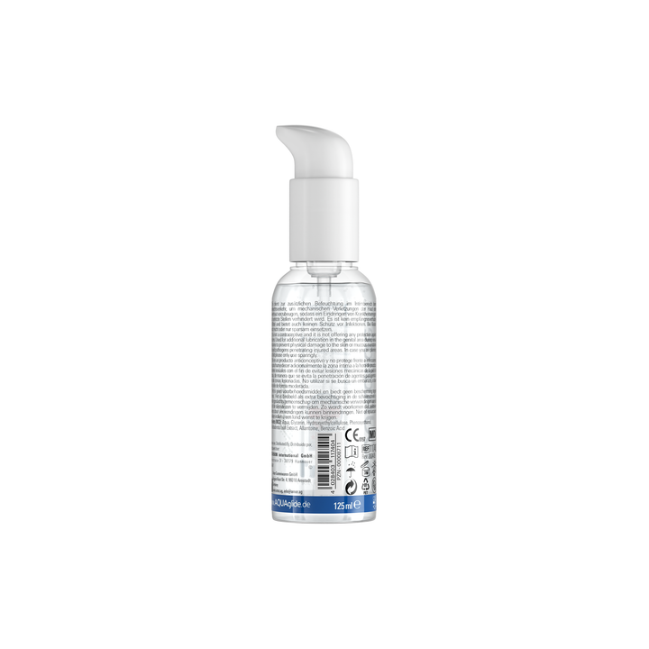 Clear bottle with white cap on a white background
