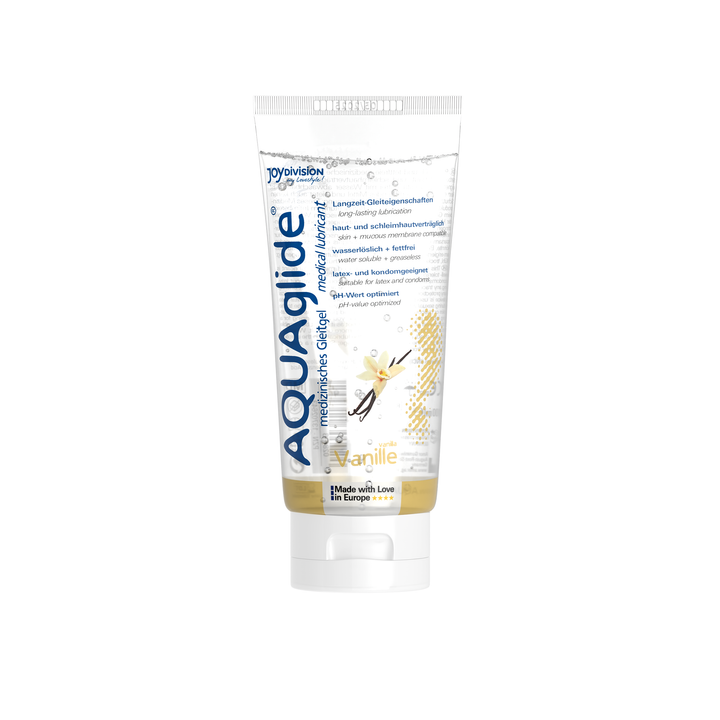 Aquaglide lubricant tube on a white background