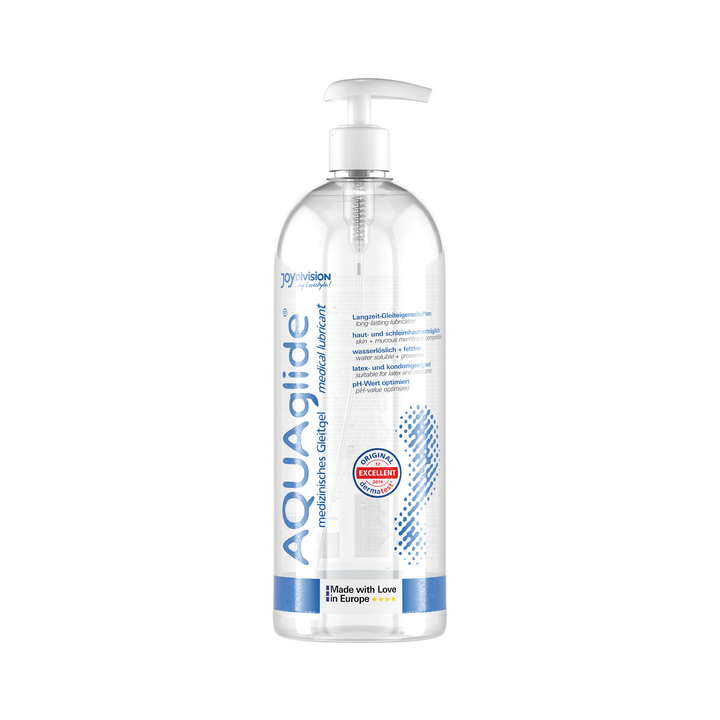 Aquaglide lubricant bottle on a white background