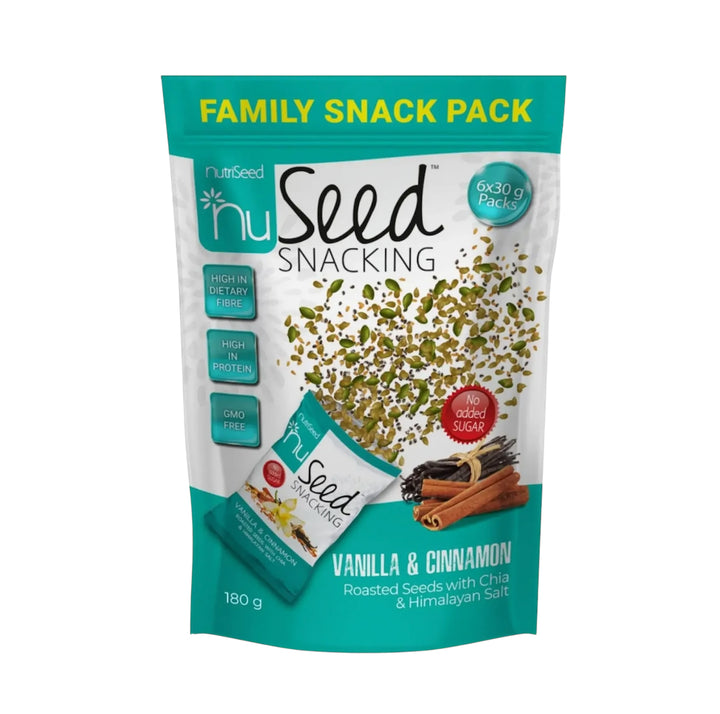 NuSeed Vanilla & Chia Roasted Seeds Family Snack Pack - 6 x 30g