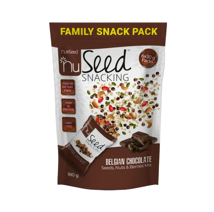 NuSeed Belgian Dark Chocolate Family Snack Pack - 6 x 30g