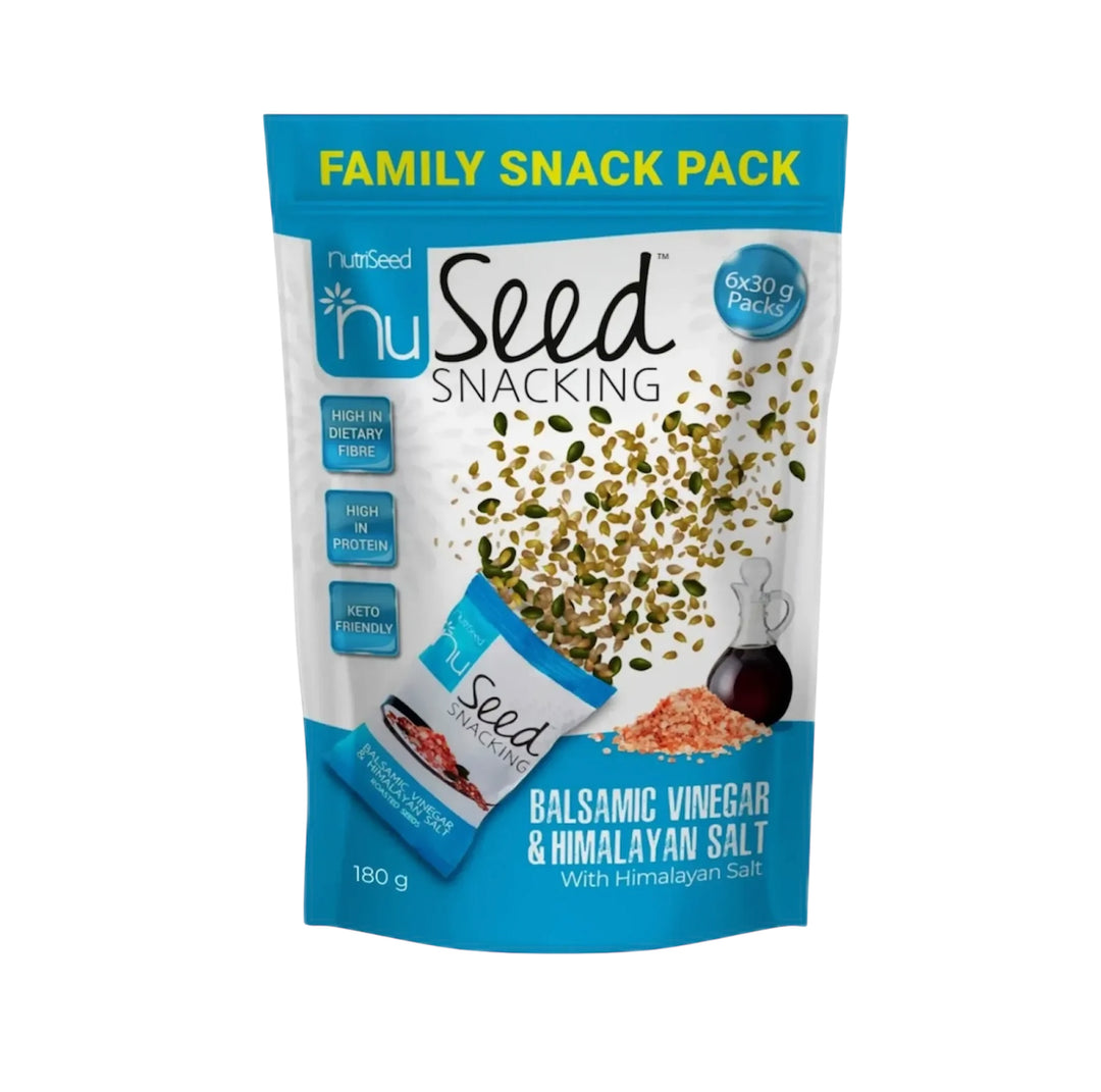 NuSeed Himalayan Salt & Balsamic Vinegar Roasted Seeds Family Snack Pack - 6 x 30g