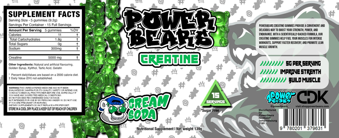 PowerBears Creatine Gummies Cream Soda - 139g