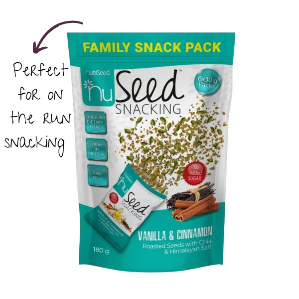 NuSeed Vanilla & Chia Roasted Seeds Family Snack Pack - 6 x 30g