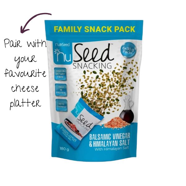 NuSeed Himalayan Salt & Balsamic Vinegar Roasted Seeds Family Snack Pack - 6 x 30g