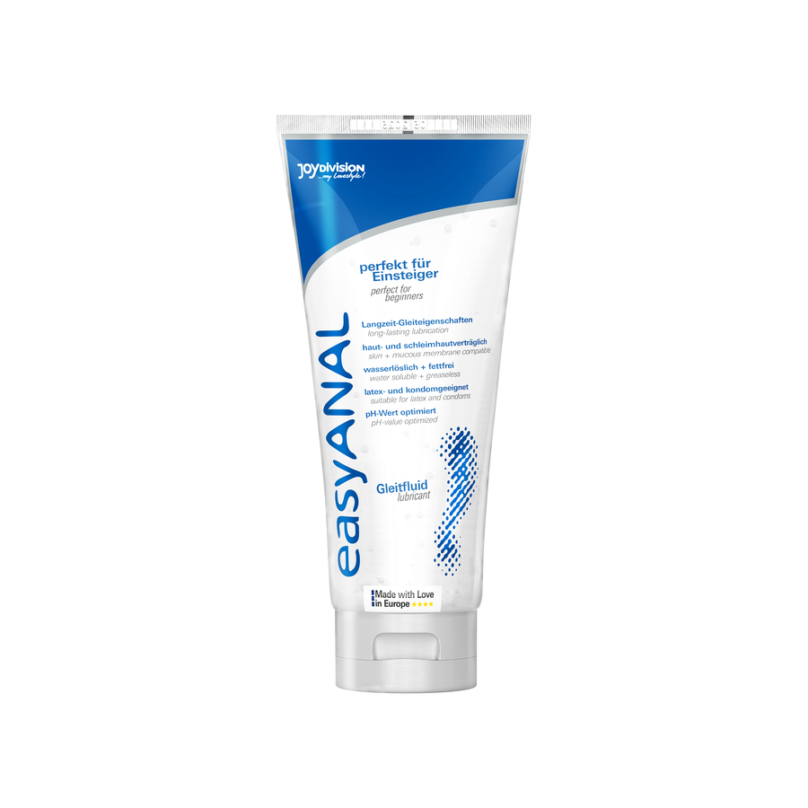 Tube of easyANAL Gleitfluid on a white background