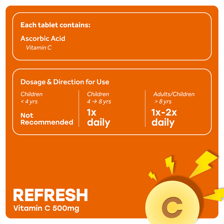 Bodivite Refresh Vitamin C 500mg - 100 Tablets